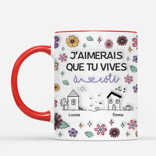4394MFR2 effet dimpression 3d mug meilleure amie personnalise vivre a cote fleurs damitie 4394m