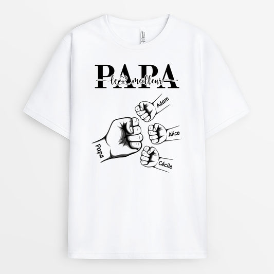 4423AFR1 tee shirt personnalise meilleur papa check main 4423a6q5b