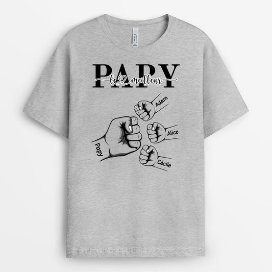 4423AFR2 tee shirt personnalise meilleur papa check main 4423a6q5b