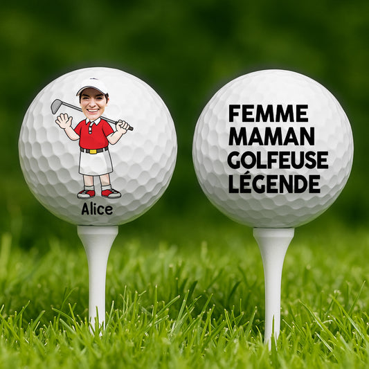 4432KFR2 balle de golf personnalisee humour legende avec visage 4432k6ktb