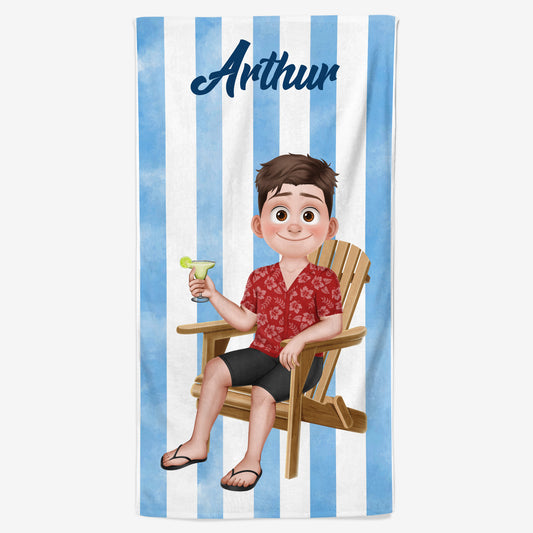 4444BFR1 serviette de plage personnalisee homme en vacances 4444b5mmb