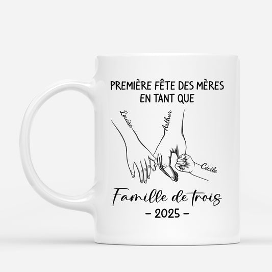 4446MFR1 mug personnalise premiere fete des meres en tant que famille de trois 4446mt68a