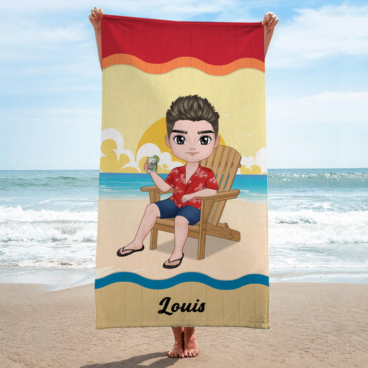 4451BFR2 femme detendue serviette de plage personnalisee 4451b8lma