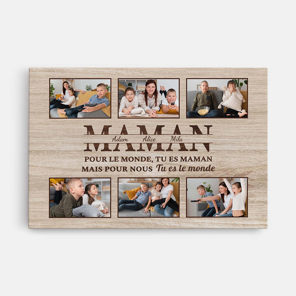 4457CFR1 toile personnalisee photo maman tu est le monde 4457ckt5a