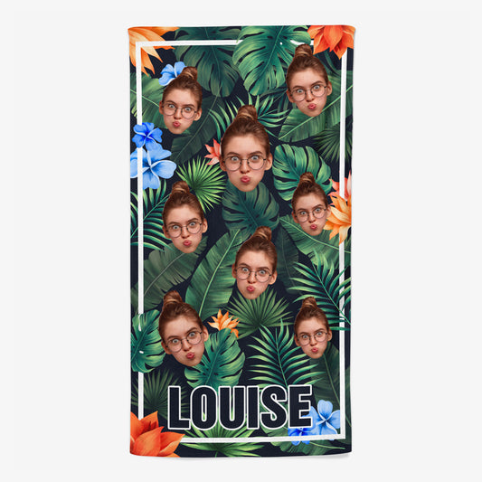 4461BFR1 visage rigolo serviette de plage personnalise femme 4461bkm5a