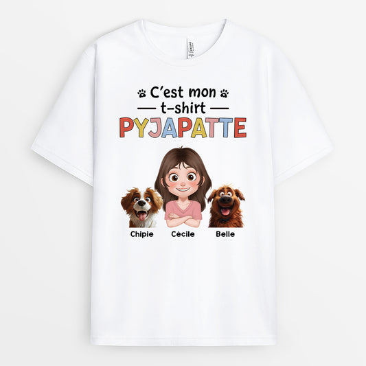 4466AFR1 t shirt personnalise chien t shirt pyjapatte design cartoon 4466akk0c