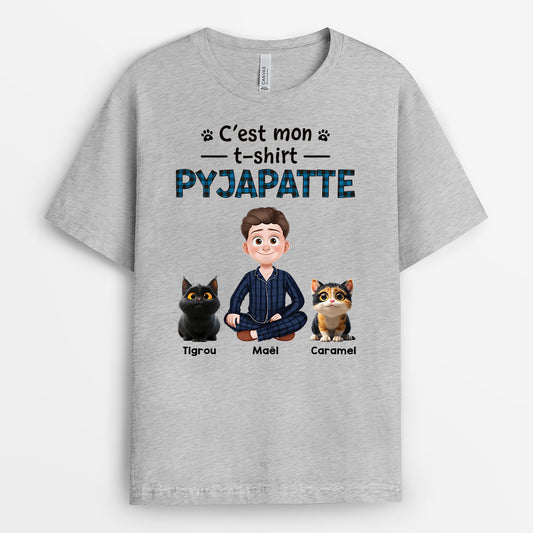 4466AFR2 t shirt personnalise chat t shirt pyjapatte design cartoon 4466akk0d