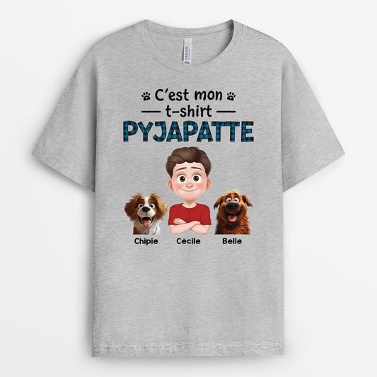 4466AFR2 t shirt personnalise chien t shirt pyjapatte design cartoon 4466akk0c