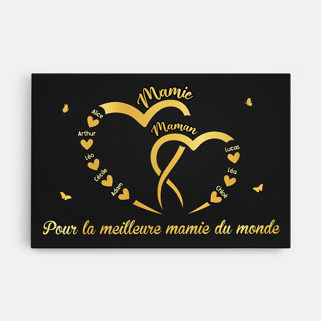 4469CFR1 toile personnalisable pour la meilleure mamie coeur dor 4469c8m3a