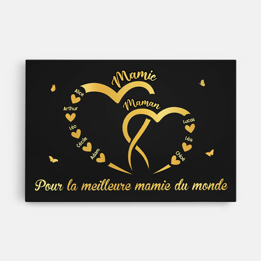 4469CFR1 toile personnalisable pour la meilleure mamie coeur dor 4469c8m3a
