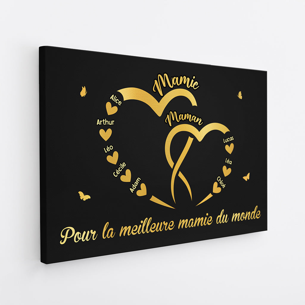4469CFR2 toile personnalisable pour la meilleure mamie coeur dor 4469c8m3a