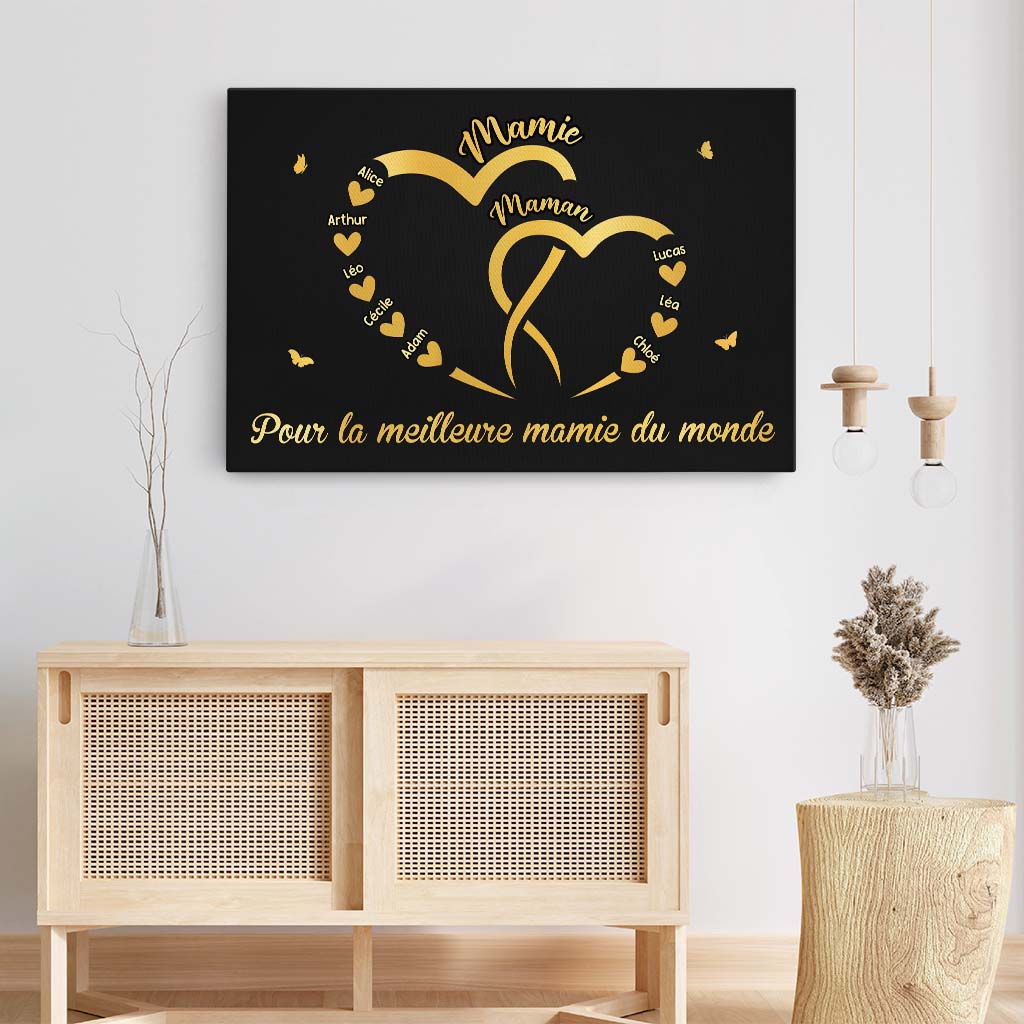 4469CFR3 toile personnalisable pour la meilleure mamie coeur dor 4469c8m3a