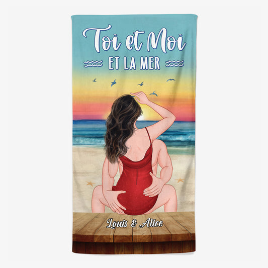 4477BFR1 serviette de plage personnalise toi et moi et la mer 4477b6hmg