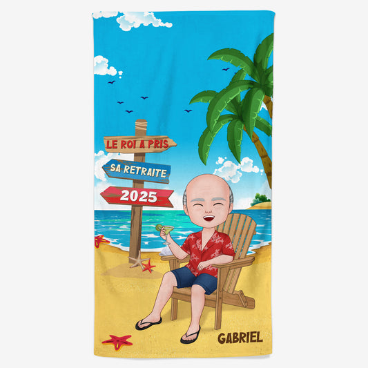 4478BFR1 serviette de plage personnalise legende retraitee 4478b6tmg