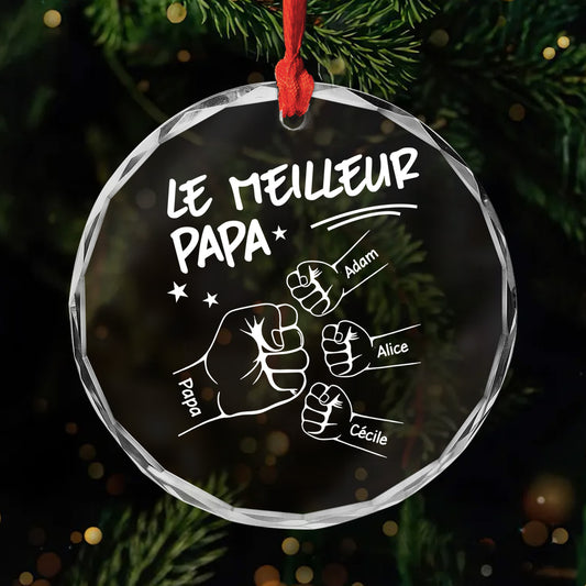 4492OFR1 ornement noel en verre personnalise papa papi le meilleur papa version monochrome 4493o3v8b