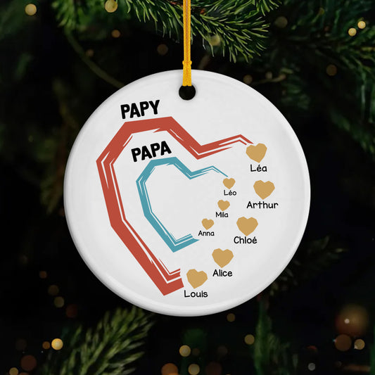 4492OFR1 ses petits coeurs ornement ceramique personnalise pour papa papy 4492otmab