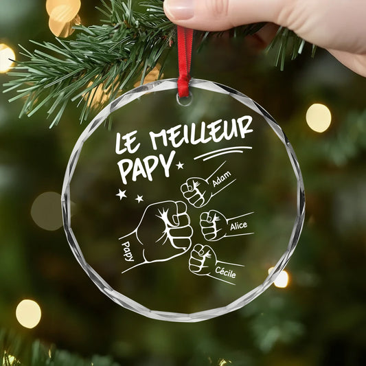 4492OFR2 ornement noel en verre personnalise papa papi le meilleur papa version monochrome 4493o3v8b