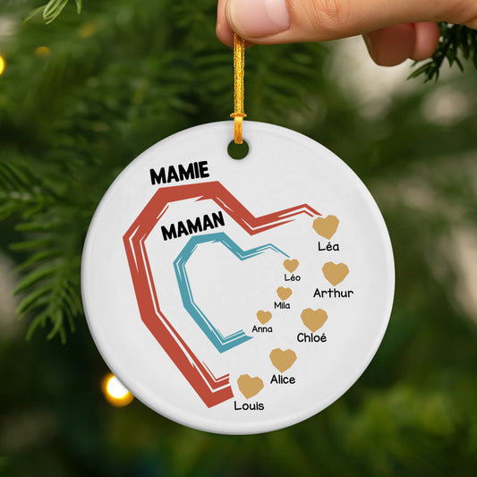 4492OFR2 ses petits coeurs ornement ceramique personnalise pour papa papy 4492otmab