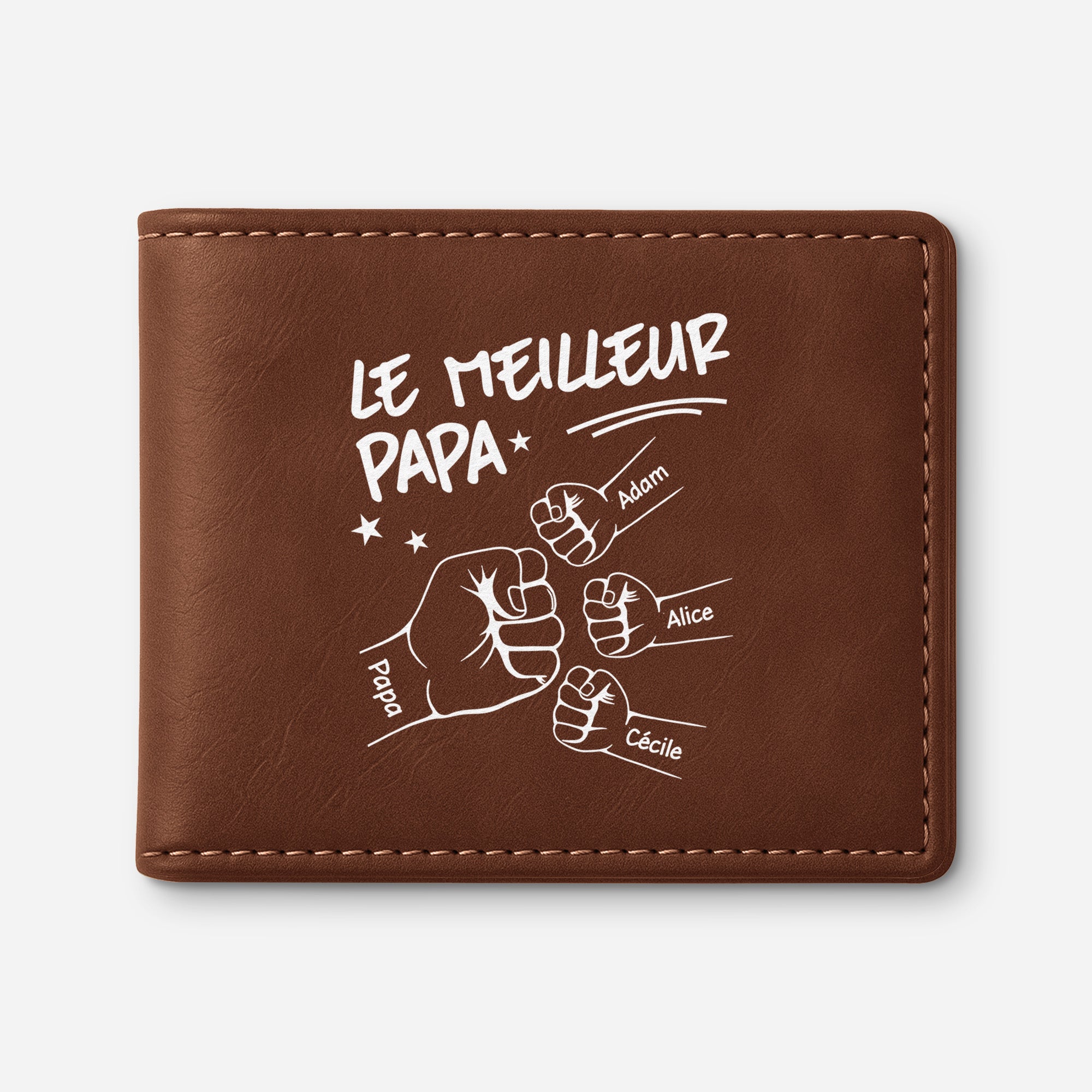 4493JFR1 portefeuille en cuir personnalise papa papi le meilleur papa version monochrome 4493j3v8b