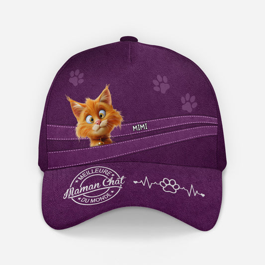 4506JFR1 casquette personnalisee meilleure papamaman chat 4506j8ttd