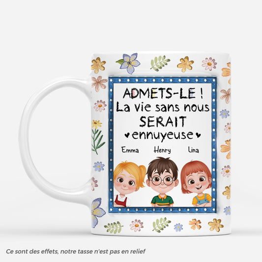4511MFR1 mug personnalise famille la vie serait ennuyeuse sans nous cadre et fleur 4511m6t0a
