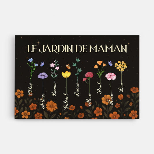 4530CFR1 toile personnalisee maman le jardin de maman version noir 4530c3qna