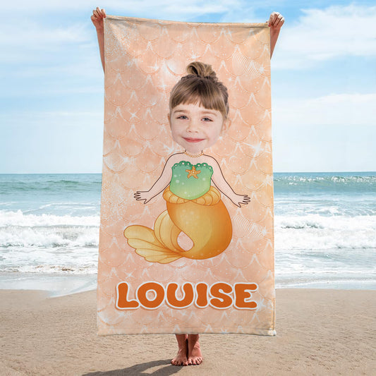4538BFR2 serviette de plage personnalise petite sirene petit triton 4538bkq0k