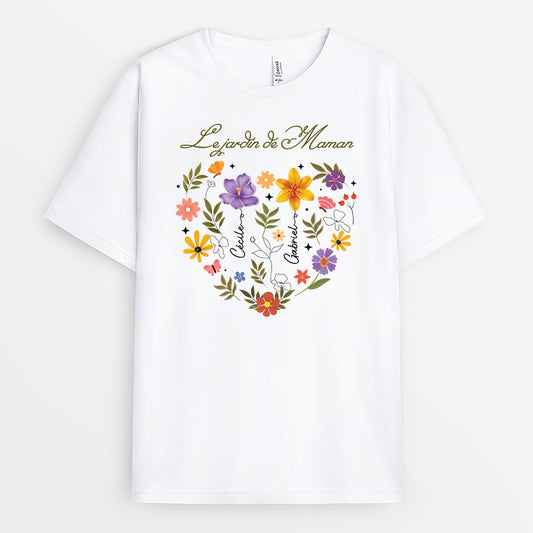4541AFR1 t shirt personnalise le jardin de maman coeur floral 4541a