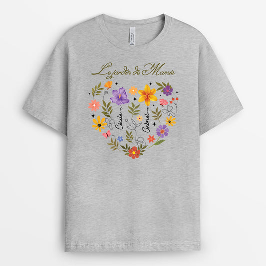 4541AFR2 t shirt personnalise le jardin de maman coeur floral 4541a
