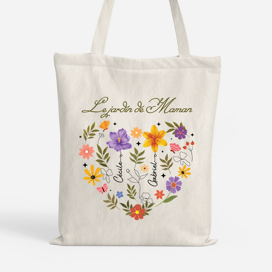 4541BFR1 tote bag a personnaliser coeur du jardin de maman mamie 4541bchta
