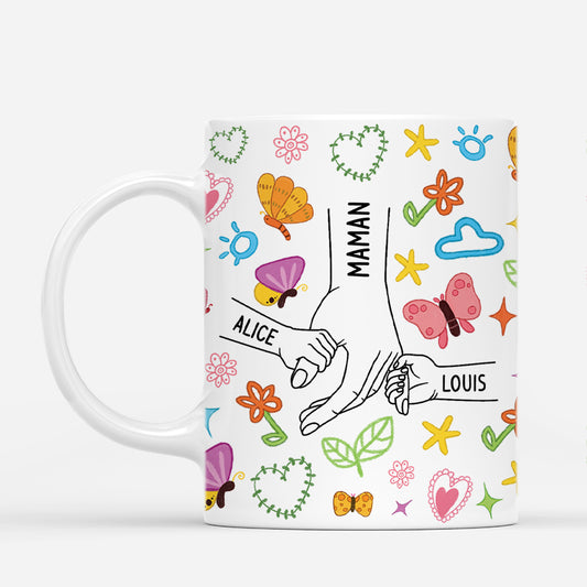 4549MFR1 tasse personnalisee maman dessin papillons et fleurs 4549m