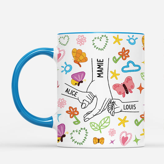 4549MFR2 tasse personnalisee maman dessin papillons et fleurs 4549m