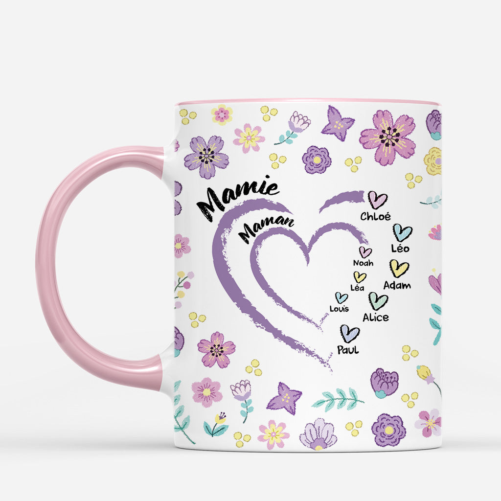 4559MFR2 mug mamie personnalise maman mamie coeur version bleu floral 4559m5h3a