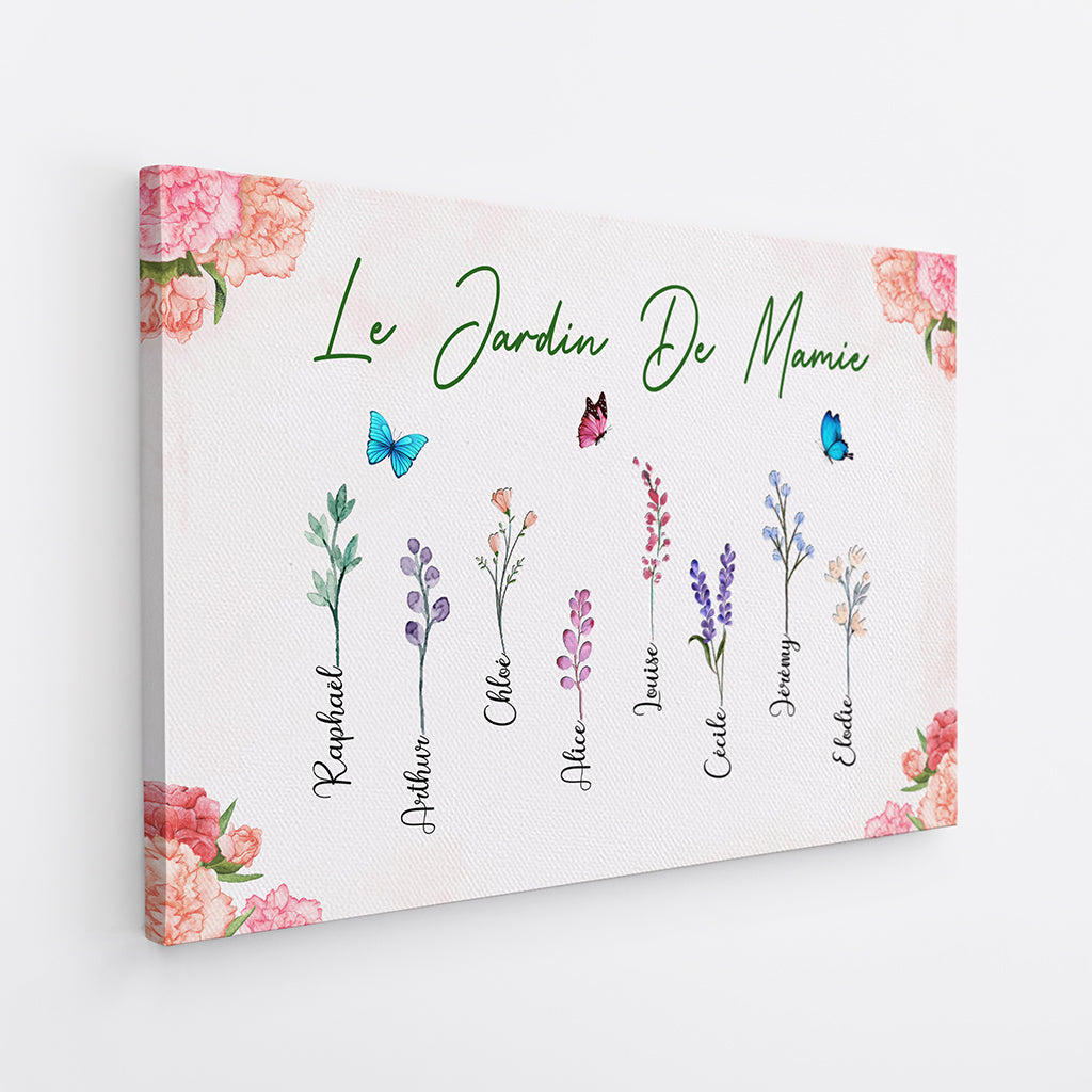 4564CFR2 toile personnalisee le jardin de mamie jolies fleurs 4564c