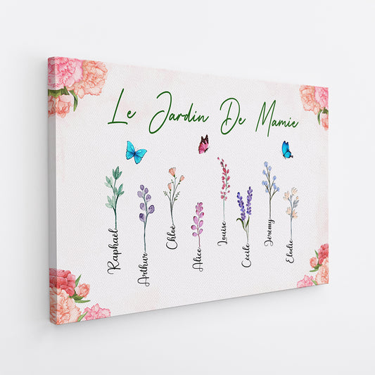 4564CFR2 toile personnalisee le jardin de mamie jolies fleurs 4564c