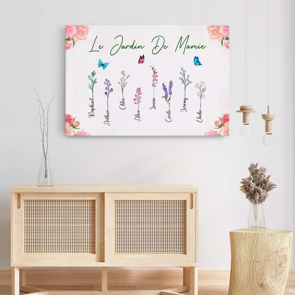 4564CFR3 toile personnalisee le jardin de mamie jolies fleurs 4564c