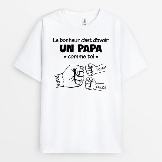 4580AFR1 tee shirt personnalise pour papa le bonheur 4580akm8b
