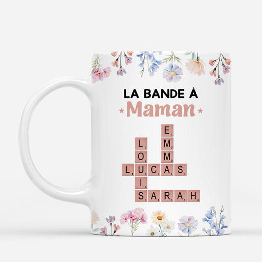 4584MFR1 mug personnalise la bande a maman mots croises et fleurs 4584m3t5a