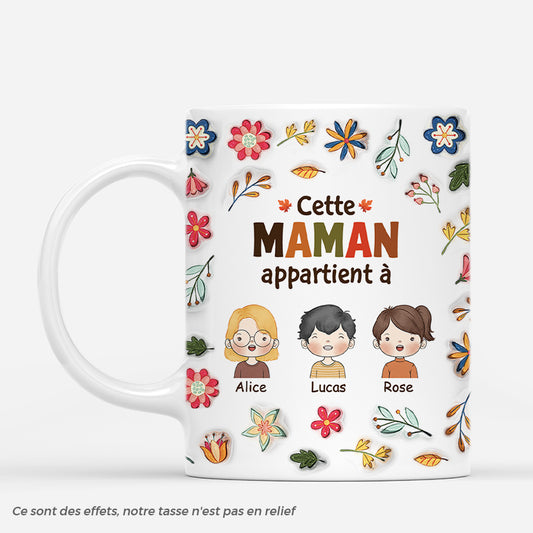 4588MFR1 effet dimpression 3d mug personnalise cette maman appartient a fleurs tropicales 4588m3q8a