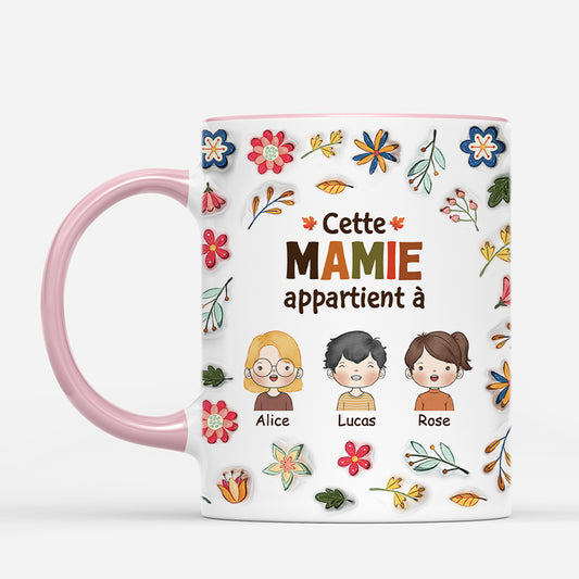 4588MFR2 effet dimpression 3d mug personnalise cette maman appartient a fleurs tropicales 4588m3q8a