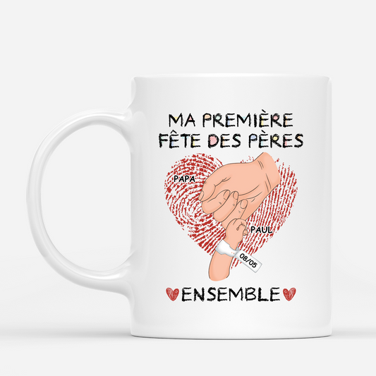 4595MFR1 Mug Papa Personnalise Ma Premiere Fete des Peres Ensemble Version Crayon