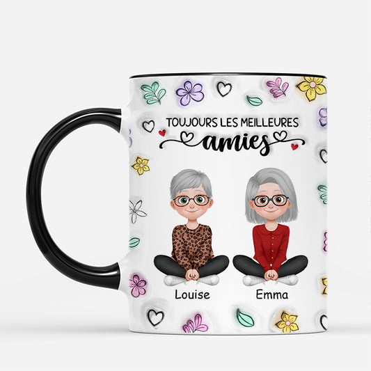 4600MFR2 effet dimpression 3d mug personnalise soeurs meilleures amies design cartoon floral 4600m3m0f