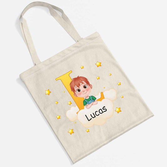 4606BFR2 tote bag personnalise pour enfant linitiale de son prenom dans le ciel 4606bkv0k