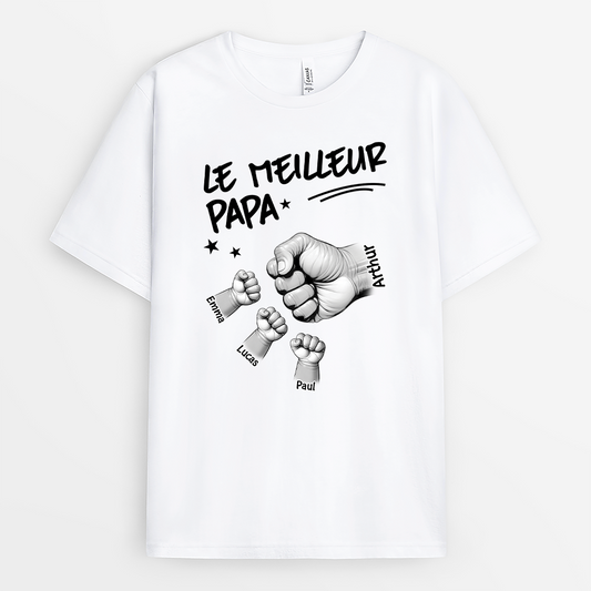 4609AFR1 t shirt personnalise meilleur papa poings 4609a