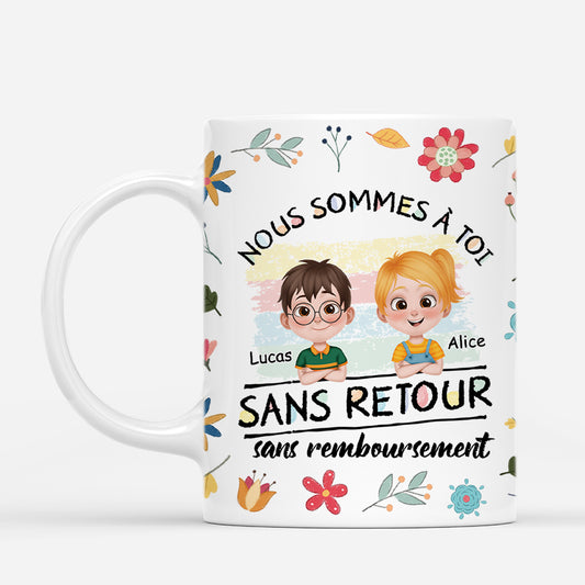 4613MFR1 mug personnalise maman aucun retour ni remboursement fleurs dessin crayon 4613mtt0a