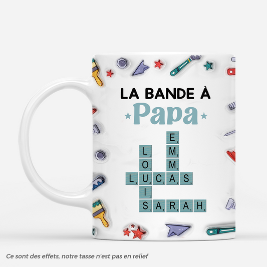 4617MFR1 effet dimpression 3d mug personnalise la bande a papa bricoleur cadeau mots croises 4617mth0b