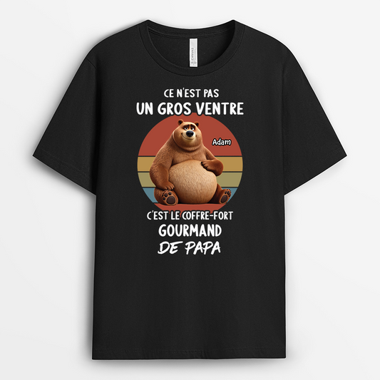 4628AFR1 t shirt personnalise papa coffre fort gourmand de papa ours 4628a5n3b