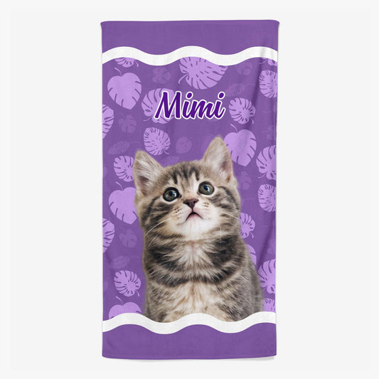 4630BFR1 serviette de plage personnalisee chat en ete 4630btm5d