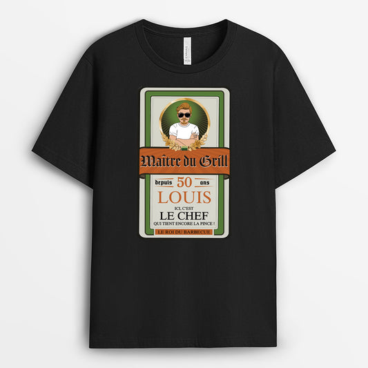 4634AFR1 t shirt personnalise le roi du barbecue design bouteille de vin 4634aklab