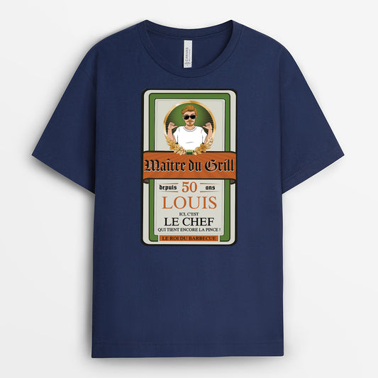 4634AFR2 t shirt personnalise le roi du barbecue design bouteille de vin 4634aklab